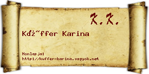 Küffer Karina névjegykártya